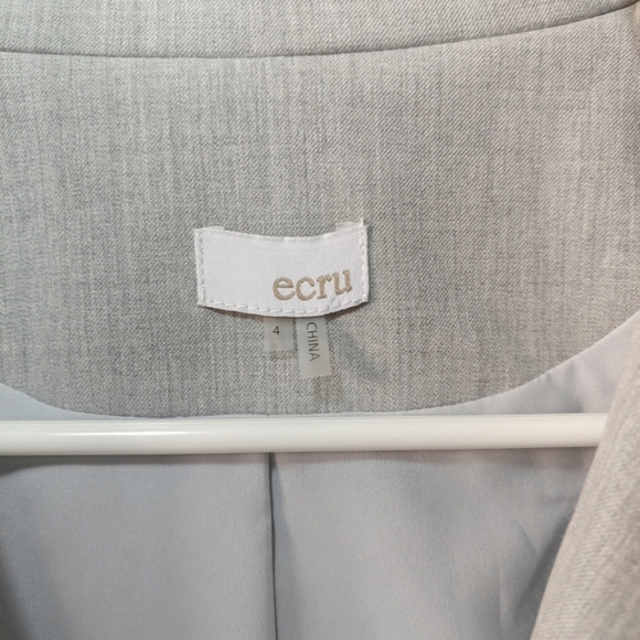 Ecru Sz 4 Small Gray Women's Blazer Single Breasted Button Notched Lined Pocket - Picture 6 of 8